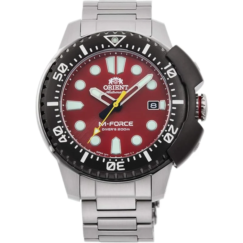 Orient M-Force 45mm Red Dial Steel Mens Automatic Watch RA-AC0L02R00B
