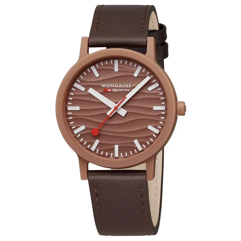 Mondaine Essence 41mm Brown Dial Leather Quartz Watch MS1.41170.LTV