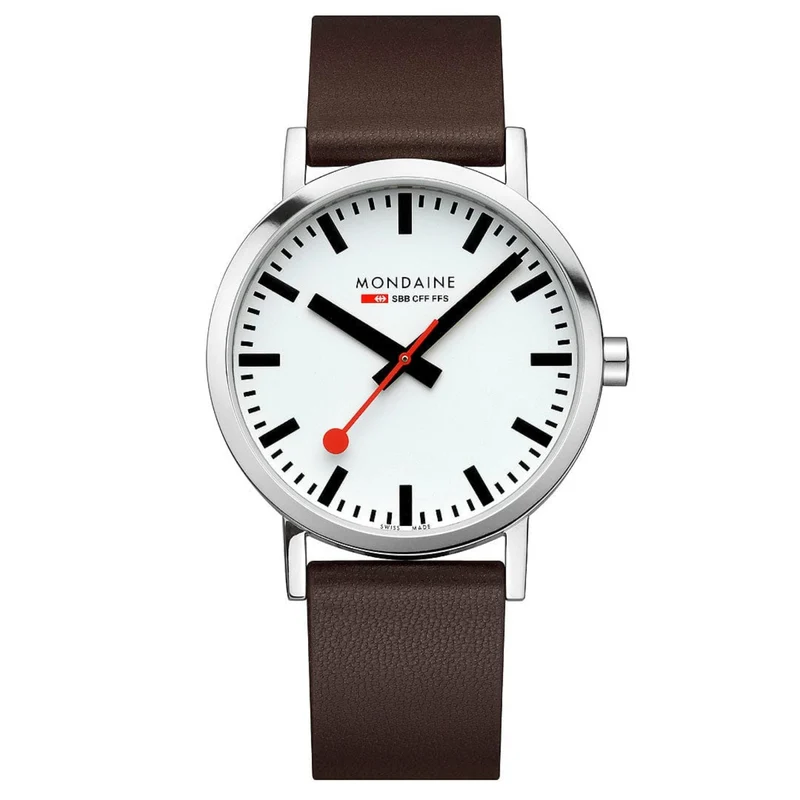 Mondaine Classic 40mm White Dial Leather Mens Quartz Watch A660.30360.11SBGV
