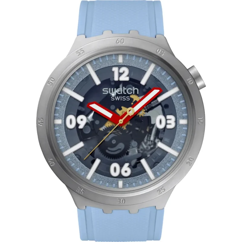Swatch Big Bold Moment Blue Dial Silicone Strap Watch SB07S122