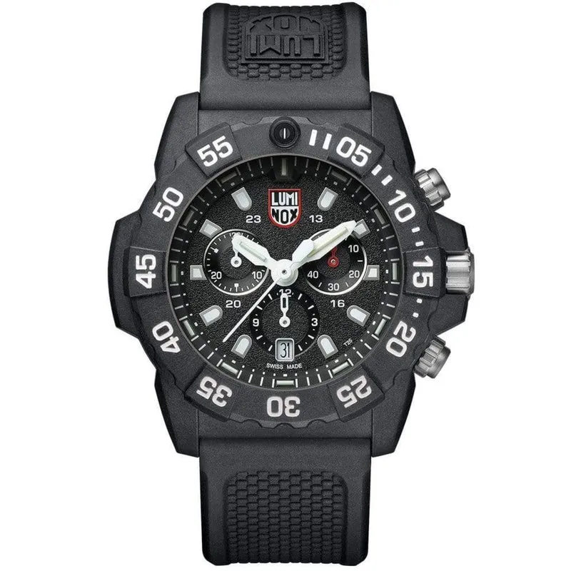 Luminox Navy SEAL 45mm Chronograph Black Dial Rubber Mens Quartz Watch XS.3581