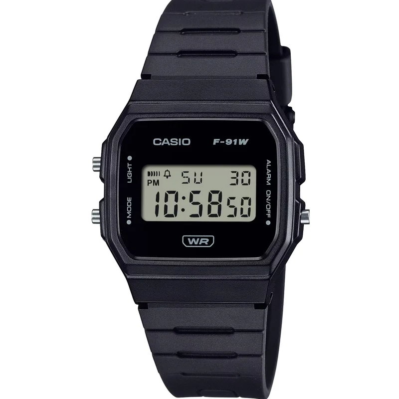 Casio Timeless Collection Digital Black Resin Strap Watch F-91WB-1AEF