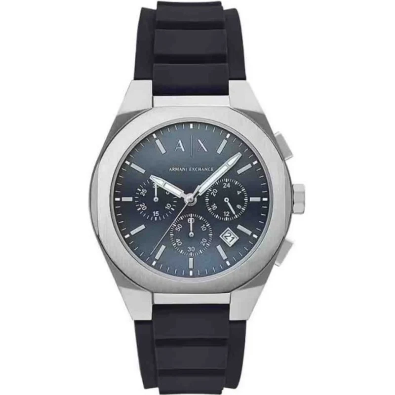 Armani Exchange Rafael 42mm Chronograph Blue Dial Silicone Mens Quartz Watch AX4185