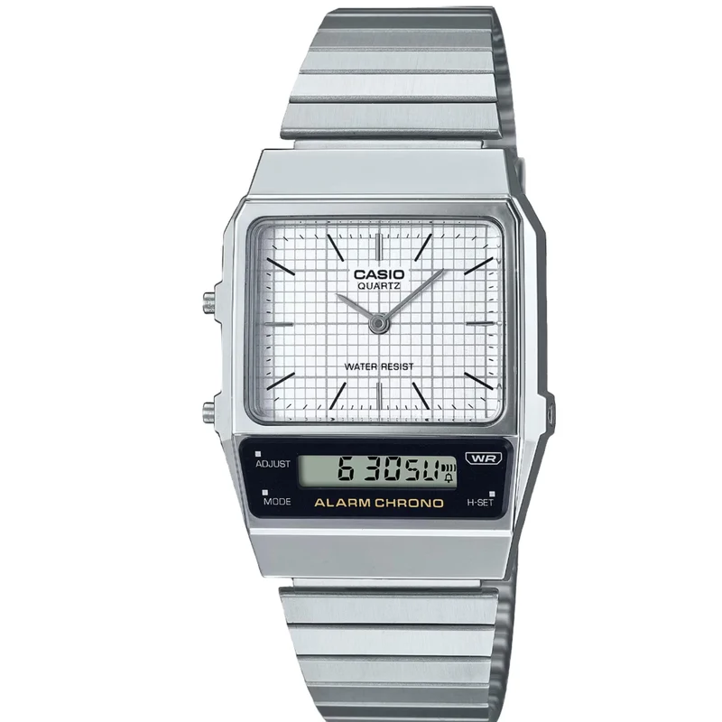 Casio Vintage 'Edgy' 32mm Analogue-Digital Steel Quartz Watch AQ-800E-7AEF