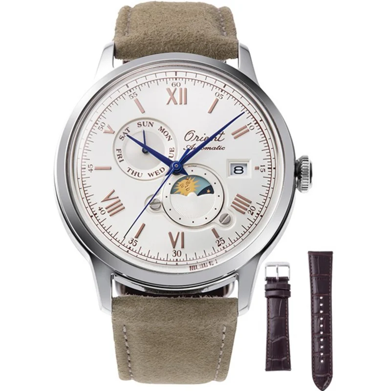 Orient Bambino 41.5mm 75th Anniversary Limited Edition White Dial Leather Mens Automatic Watch RA-AK0808S30B