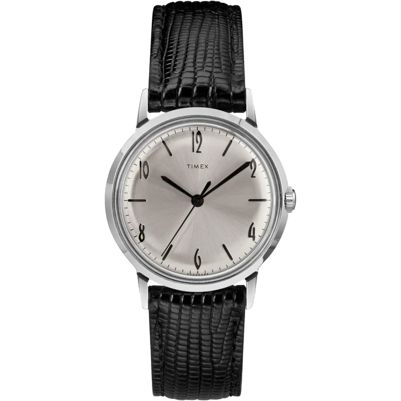 Timex Marlin 34mm Silver Dial Leather Mens Automatic Watch TW2R47900