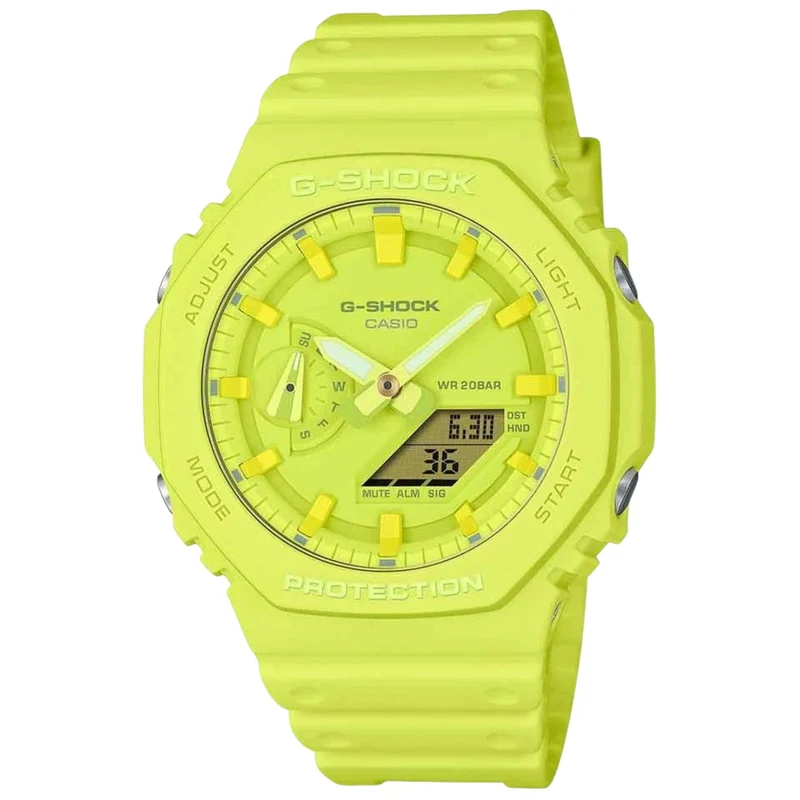 Casio G-Shock 2100 Series Analog-Digital Volt Yellow Dial Resin Strap Watch GA-2100-9A9ER