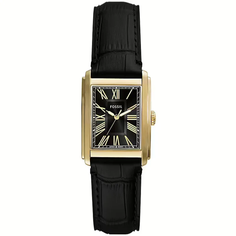 Fossil Carraway 30mm Black Dial Leather Quartz Watch FS6091