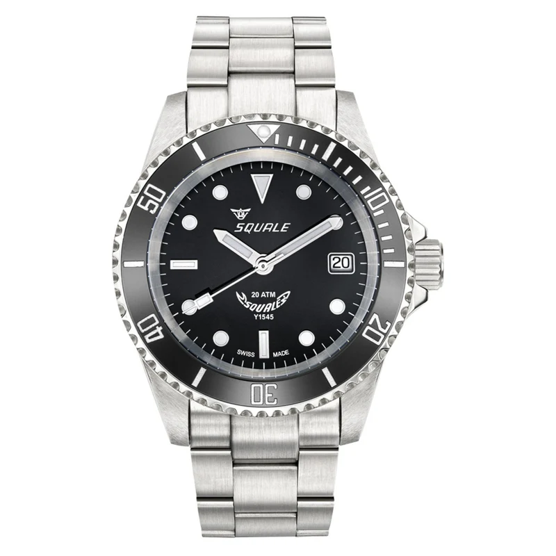 Squale 1545 Automatic Black Dial Steel Strap Men's Watch Y1545SILVE.AC