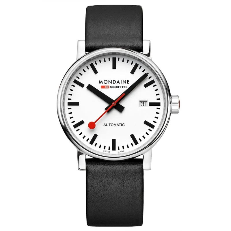 Mondaine Evo2 40mm White Dial Leather Mens Automatic Watch MSE.40610.LBV
