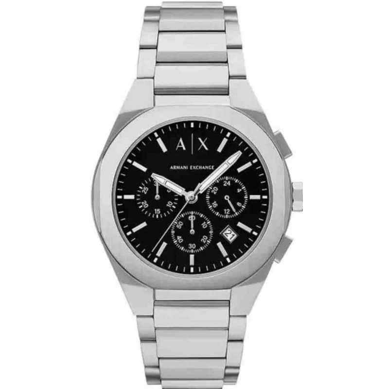 Armani Exchange Rafael 42mm Chronograph Black Dial Steel Mens Quartz Watch AX4186