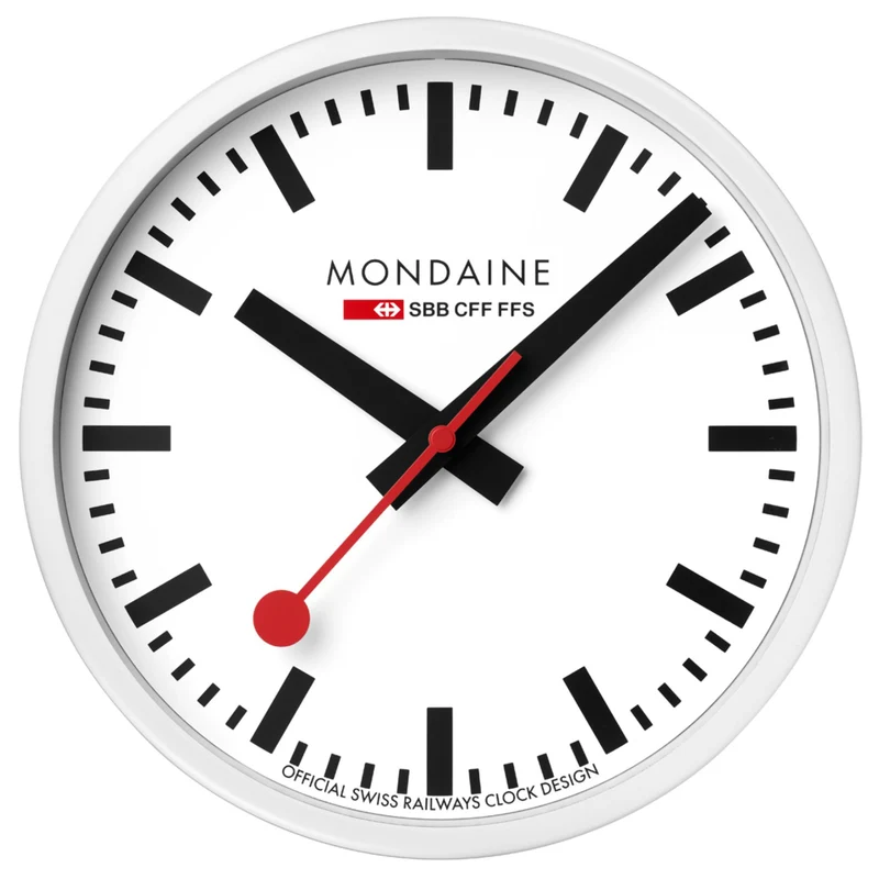 Mondaine 25cm White Face White Frame Quartz Wall Clock A990.CLOCK.10SBB
