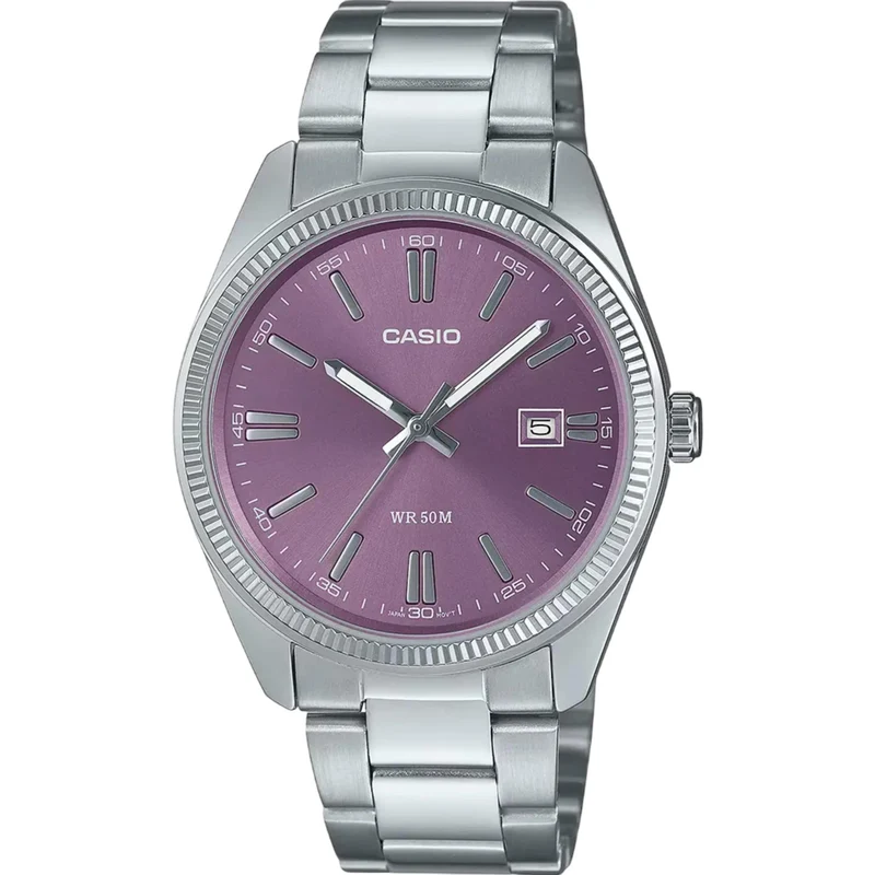 Casio MTP Series Analog Purple Dial Stainless Steel Strap Mens Watch MTP-1302PD-6AVEF