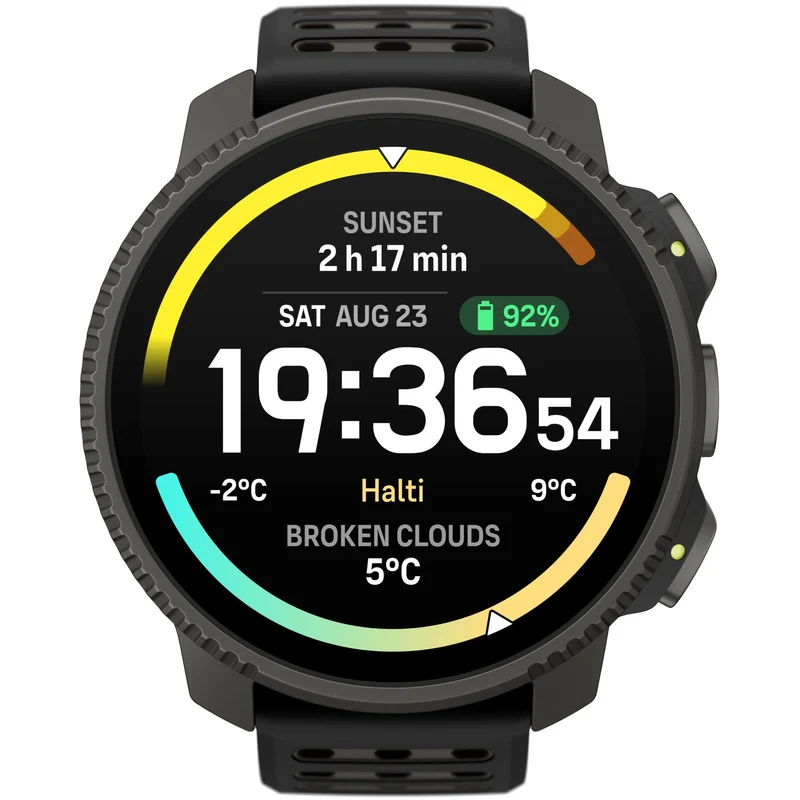 Suunto Vertical 2 Titanium Black AMOLED Digital Silicone Strap Smart Watch SS051208000