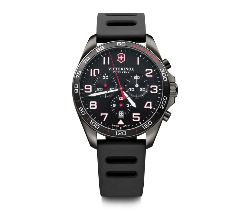 Victorinox FieldForce 42mm Chronograph Black Dial Rubber Mens Quartz Watch 241889