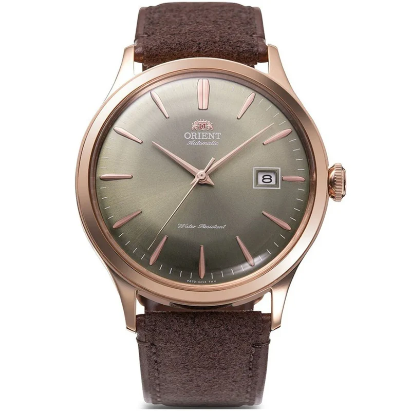 Orient Bambino 42mm Bronze Dial Leather Mens Automatic Watch RA-AC0P04Y10B