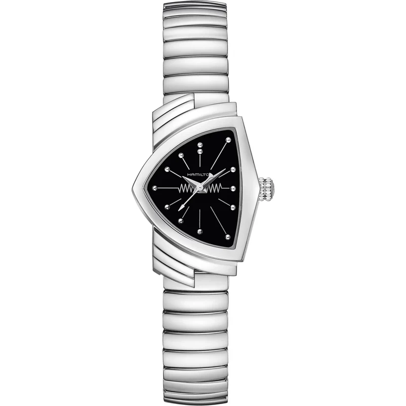 Hamilton Ventura 24mm Black Dial Steel Ladies Quartz Watch H24211130