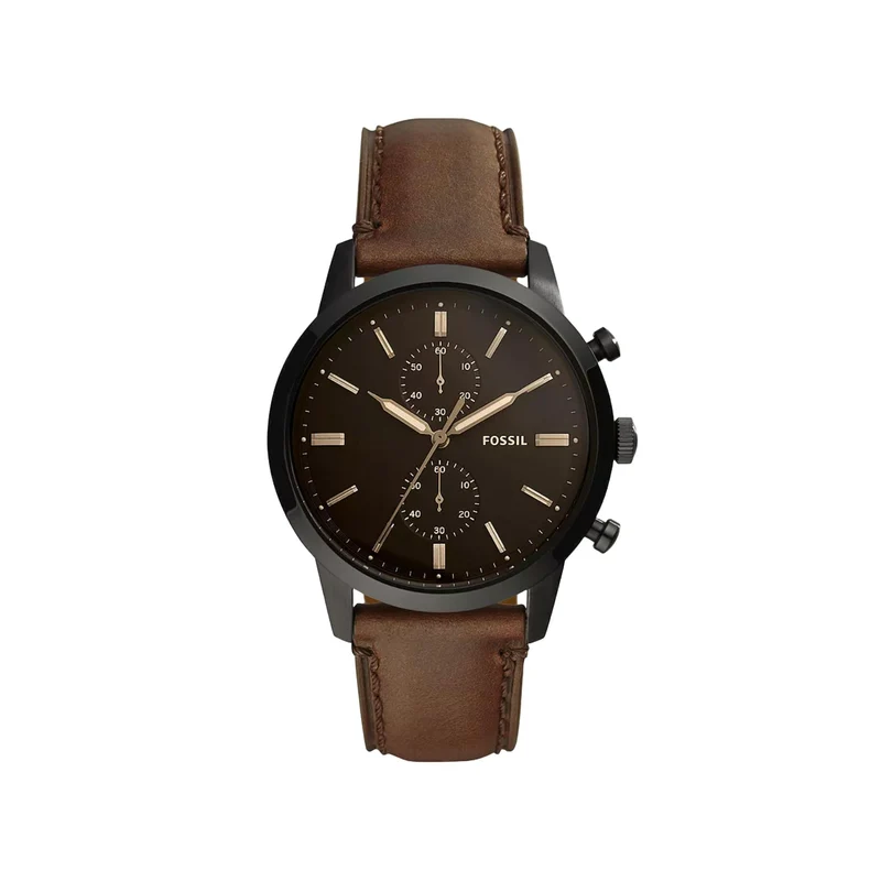 Fossil Townsman 44mm Chronograph Brown Dial Leather Mens Quartz Watch FS5437