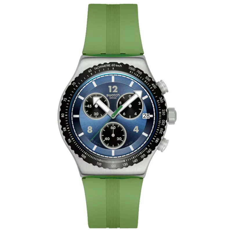 Swatch Dusk Thru The Leaves Blue Dial Silicone Watch YVS531