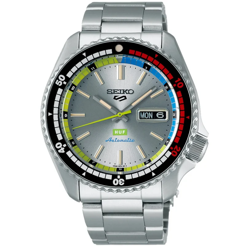 Seiko 5 Sports x HUF Limited Edition Collaboration II Silver Dial Men's Watch SRPL33K1