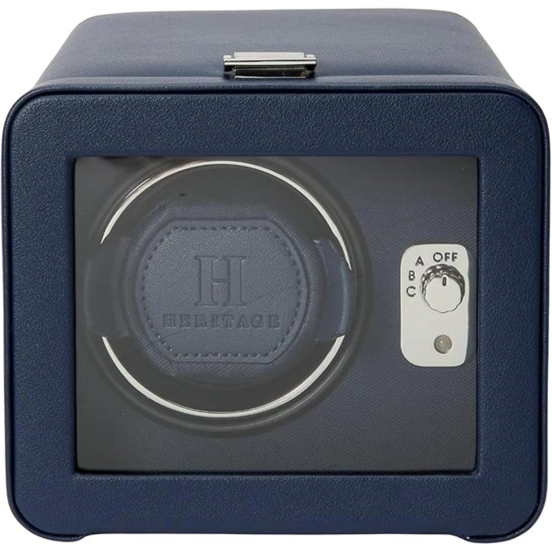 WOLF Heritage Single Winder with Glass Cover Navy 452517