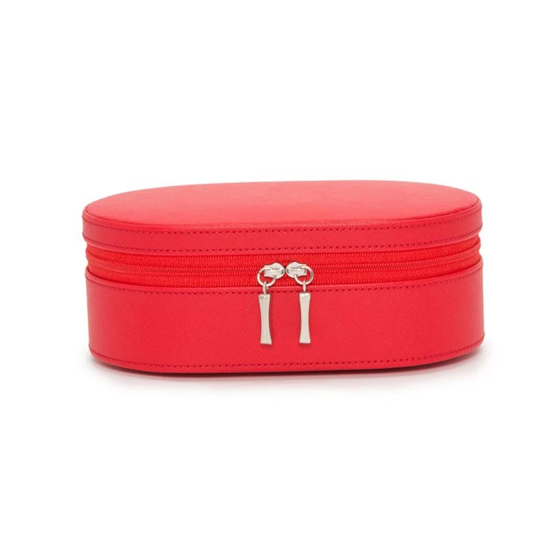 WOLF Heritage Oval Zip Case Red Saffiano Leather 280614