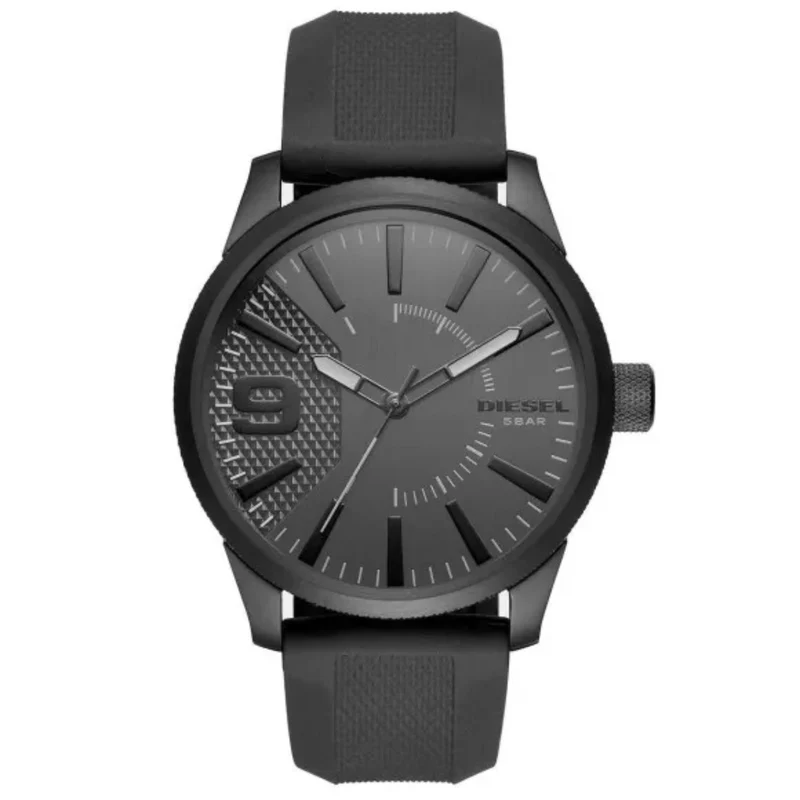 Diesel Rasp 46mm Black Dial Silicone Mens Quartz Watch DZ1807