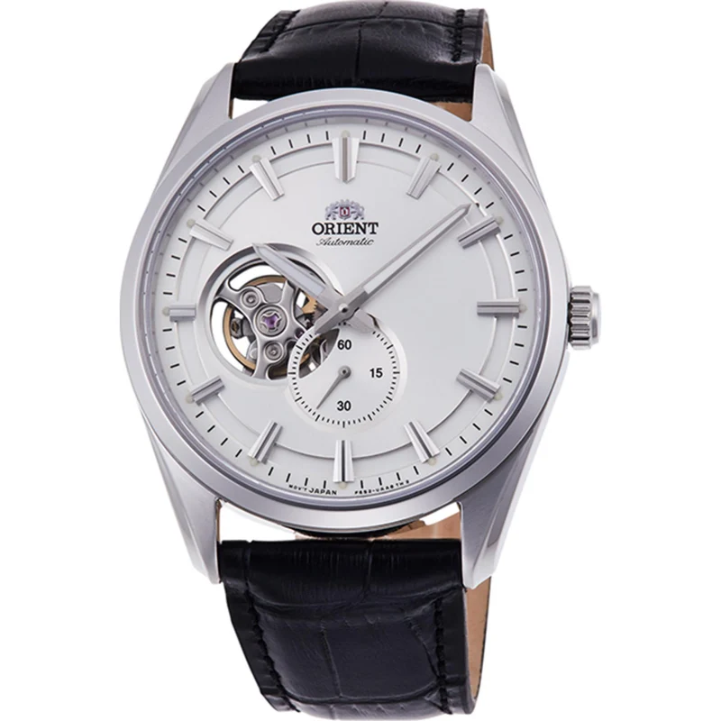 Orient Stretto 41mm Semi-Skeleton White Dial Leather Mens Automatic Watch RA-AR0004S30B