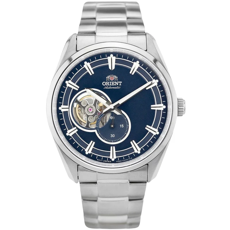 Orient Stretto 40.8mm Semi Skeleton Blue Dial Steel Mens Automatic Watch RA-AR0003L30B
