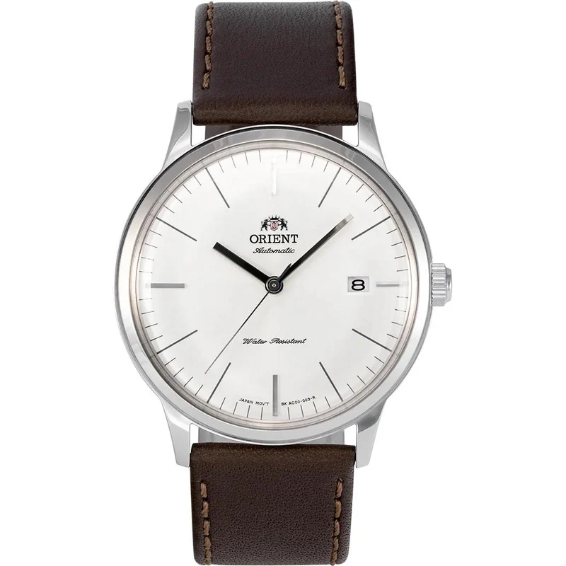 Orient Bambino 41mm White Dial Leather Mens Automatic Watch TAC0000EW0