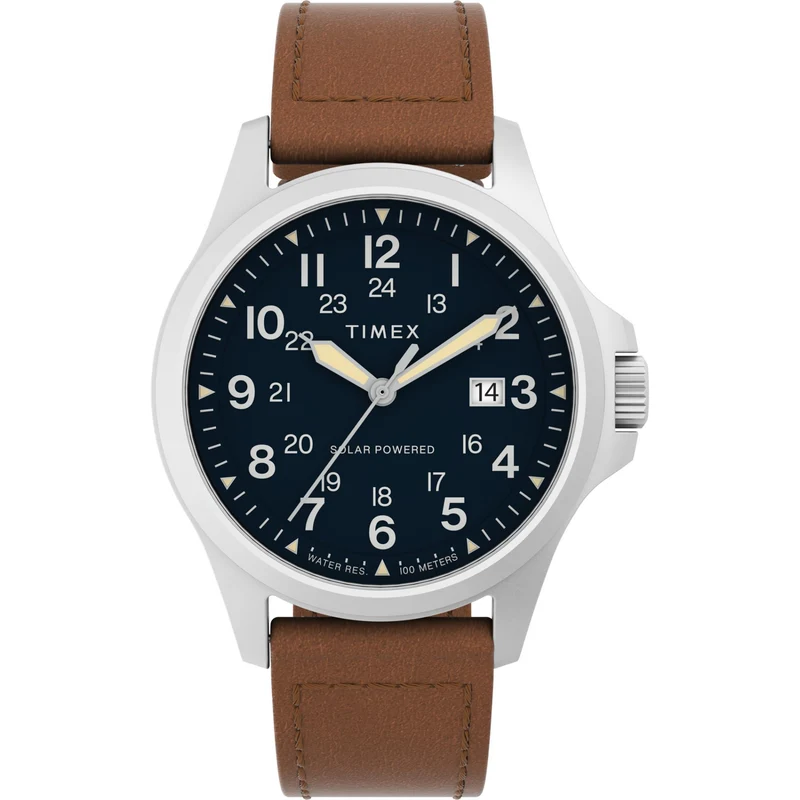 Timex Expedition 41mm Blue Dial Leather Mens Quartz Watch TW2V03600