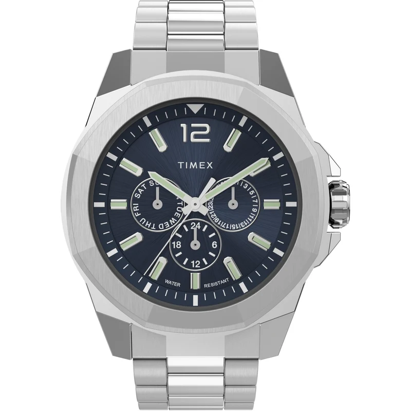 Timex Essex 44mm Chronograph Blue Dial Steel Mens Quartz Watch TW2V43300