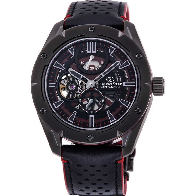 Orient Star Avant-Garde 43mm Skeleton Black Dial Leather Mens Automatic Watch RE-AV0A03B00B
