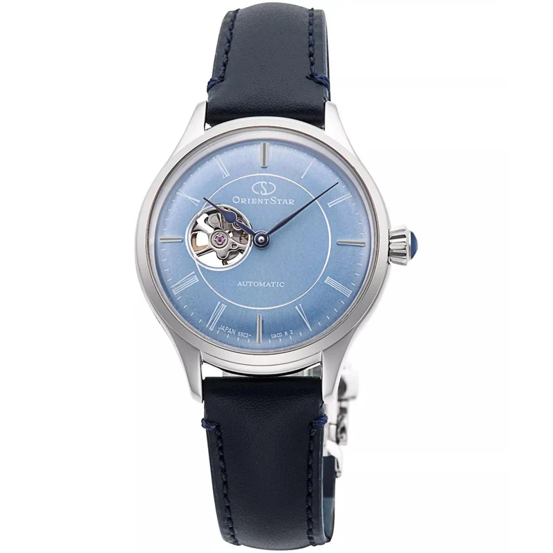Orient Star Classic 37mm Semi Skeleton Blue Dial Leather Ladies Automatic Watch RE-ND0012L00B (Expected 25th October 2024)