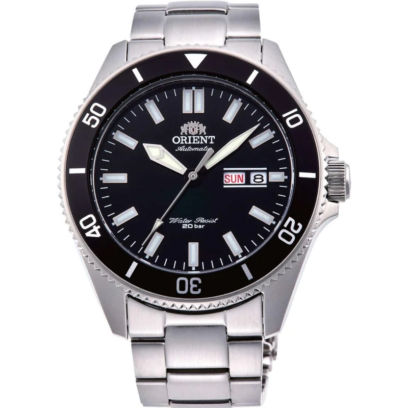 Orient Kano 44mm Black Dial Steel Mens Automatic Watch RA-AA0008B19B