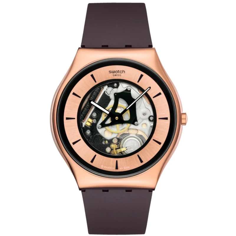 Swatch Copper Flame Pink Dial Silicone Watch SS07G107