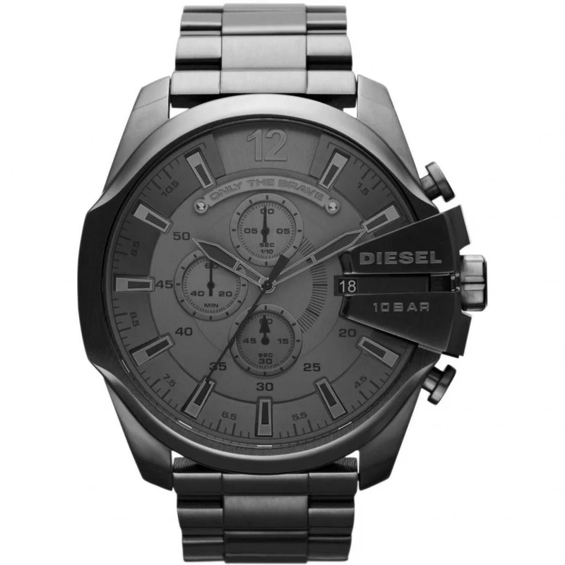 Diesel Mega Chief 51mm Chronograph Grey Dial Steel Mens Quartz Watch DZ4282