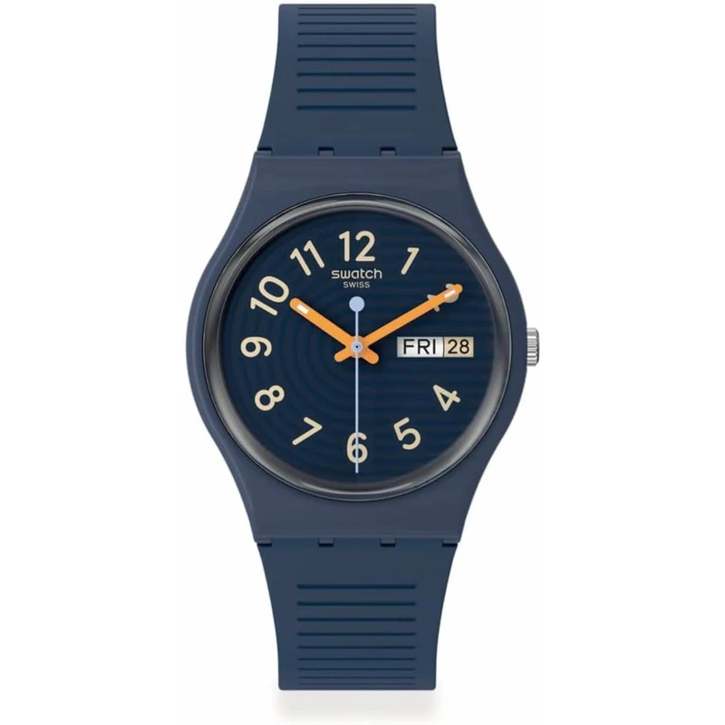 Swatch Trendy Lines At Night Blue Dial Silicone Watch Design SO28I700