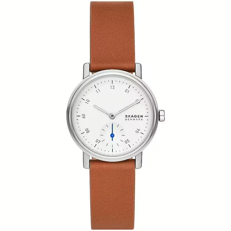Skagen Kuppel Lille Sub-Second Brown Leather White Dial Women’s Watch SKW3103