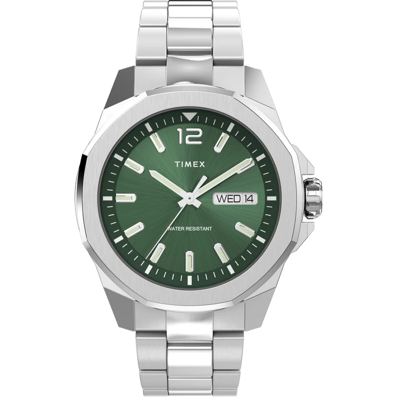 Timex Essex 44mm Green Dial Steel Mens Quartz Watch TW2W13900