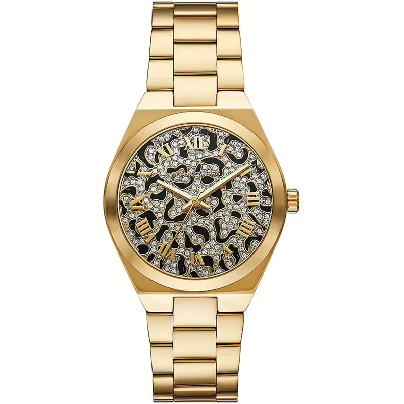 Michael Kors Lennox Gold-Tone Stainless Steel Black-Gold Dial Women's Watch MK7500