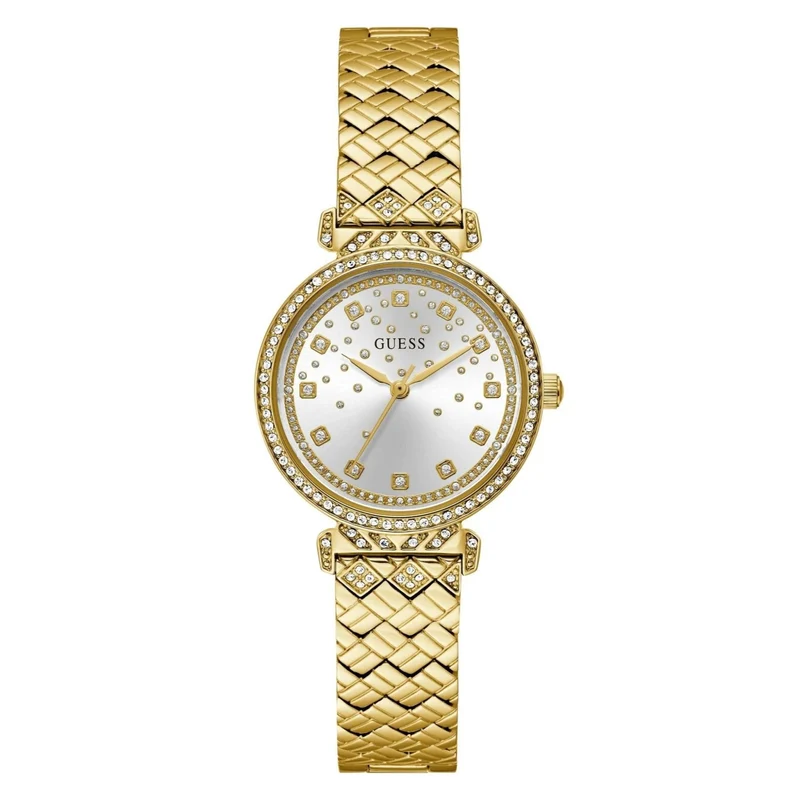 GUESS Enchantment Gold Tone Recycled Steel Silver Dial Ladies Watch GW0763L2