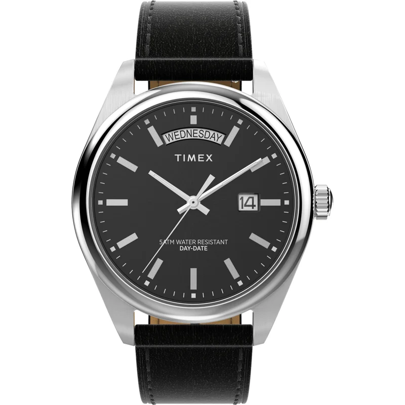 Timex Legacy 41mm Black Dial Leather Mens Quart Watch TW2W57400