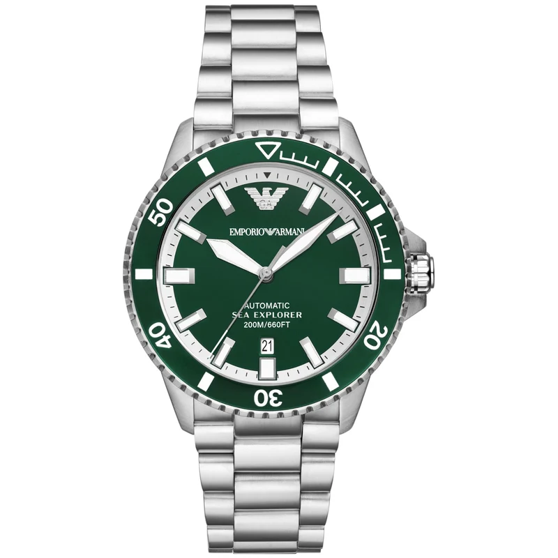 Emporio Armani Sea Explorer 42mm Green Dial Steel Mens Quartz Watch AR60080