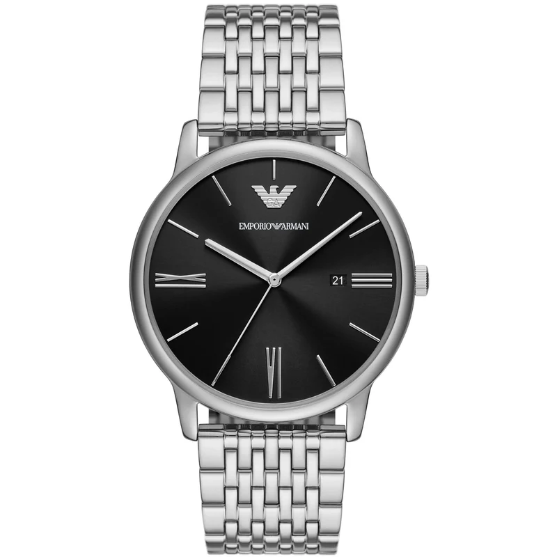 Emporio Armani Minimalist 42mm Black Dial Steel Mens Quartz Watch AR11600