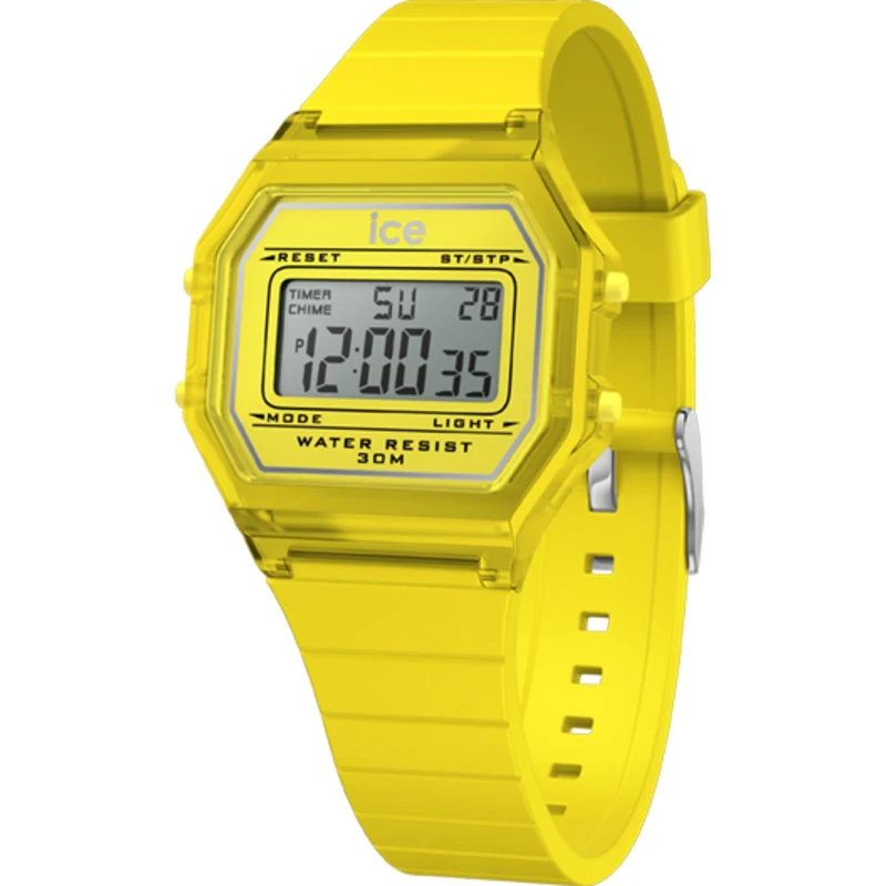 ICE Digit Retro Electric Yellow Clear Silicone Strap Digital Men’s Watch 022891