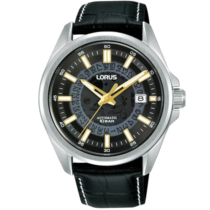 Lorus Automatic Black Dial Gold Hands Stainless Steel Strap Men’s Watch RU411AX9