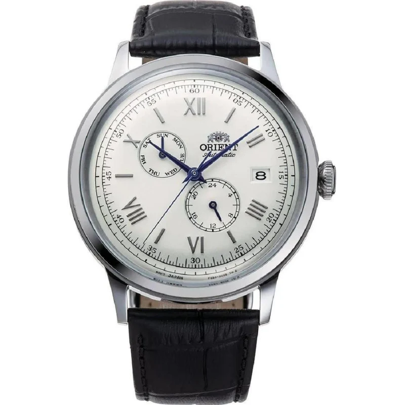 Orient Bambino Automatic Day Date Black Leather Strap Men's Watch Ex-Display RA-AK0701S30B-EX
