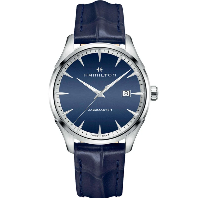 Hamilton Jazzmaster 40mm Blue Dial Leather Mens Quartz Watch H32451641