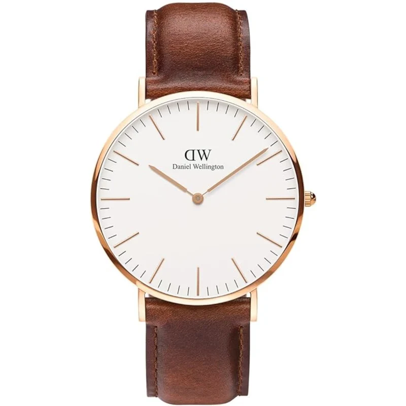 Daniel Wellington Classic 40mm White Dial Leather Mens Quartz Watch DW00100006